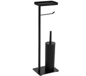 Versa Odder Portarollos para baño WC, con Escobillero, Medidas (Al x L x An) 65 x 4,3 x 30 cm, , Color Negro