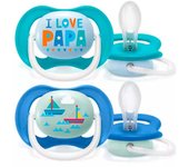 Avent 2 Chupetes Decorados I Love Papa/Velero  6-18M Niño Scf080/03