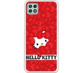 Funda original compatible con Samsung Galaxy A22 5G - Hello Kitty Patron Lazos Rojos
