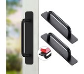 2 Piezas Tiradores Autoadhesivos para Muebles,148 mm Tirador de Armario de Aluminio,Dormitorios Manija Autoadhesiva para Puerta y Ventana Tiradores Cocina Armarios Frigorifico Negro