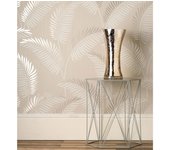 Muestra DIN A4 de Papel pintado vinílico lavable tropical de hojas en relieve y detalles metalizados - Alan Palmer 681287 de GAULAN