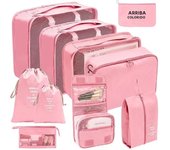Juego De Bolsas Organizadores De Viaje 7/8/9/10 Pcs Cudos De Empaque Portátiles Para Maleta Ropa Y Zapatos Organizador De Bolsos