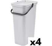 Cubo de Basura para Reciclaje Tontarelli Moda 38 L Blanco (4 Unidades)