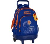 SAFTA - VALENCIA BASKET Mochila con Carro Incorporado Diseño Único y Licencia Oficial - Mochila hombreras y espalda acolchada - Mochila Extraible se puede lavar - Mochila carro incorporado diseño único  - Mochila Espalda Ergonómica y Hombreras Acolchadas