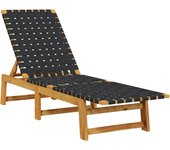 vidaXL Tumbona de madera maciza de acacia y tela Negro, Rojo, Azul Sillas de Exterior Ideal para jardín, playa, piscina, terraza Tumbona Piscina Tumbonas Playa Tumbonas Jardín Exterior