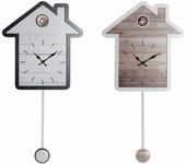 Reloj de Pared DKD Home Decor 32 x 5 x 56 cm Natural Blanco Plástico Casa Madera MDF (2 Unidades)