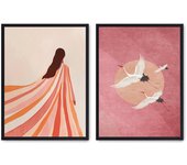 Set de 2 cuadros calidad premium con marco de madera - 30x40 cm o 50x70 cm - POSTER LAB