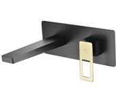 Imex Suecia BDC032-4NGOLD grifo de lavabo monomando empotrado a pared negro mate y oro