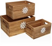 Versa ,- Juego de 3 cajas de almacenamiento , en madera y con unas medidas de 36x26x18 cm   ,  31x21x16 cm   y   26x16x14 cm