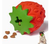 Juguetes de rompecabezas para perros, juguetes de goma para masticar para perros, juguetes para perros dispensadores de golosinas para limpiar los dientes, juguetes de pelota para perros, juguetes interactivos de enriquecimiento para perros - fresa