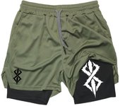 Graphic 2 in 1 Athletic Shorts for Men Gym Workout Running Performance Shorts with Phone Pocket Quick Dry Breathable Lightweight