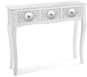 Versa Indra Mueble Recibidor Estrecho para la Entrada o el Pasillo, Mesa Consola, con 3 cajones, Medidas (Al x L x An) 80 x 25 x 95 cm, Madera, Color Blanco