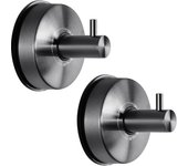 Gancho Ventosa para Toalla Toallero Con Ventosa Para Baño Cocina Colgador De Pared Sin Taladro Gancho De Pared Con Percha Accesorios De Baño Inoxidable, Negro Cepillado 2 Piezas