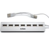 Nilox HUB 7 Puertos USB 2.0 Aluminio para Carga y Transferencia de Datos