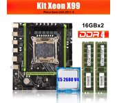 Kllisre X99 motherboard combo kit set LGA 2011-3 Xeon E5 2680 V4 CPU DDR4 32GB (2PCS 16GB) 2133MHz ECC Memory