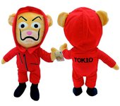 Oso musical de peluche de Tokio con mono rojo y canción Bella Ciao