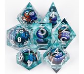 Liquid Core Dice, Green Dragon Eye Dice Set for Dungeons and Dragons, RPG Polyhedral Dice set, d&d dice, Handmade Dice Set Gifts