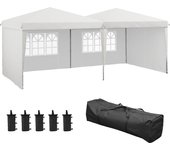 Outsunny Carpa Plegable 6x3 m con Paredes Laterales Carpa para Fiestas Altura Ajustable con Bolsa de Transporte Ruedas y 5 Bolsas de Arena para Exterior Jardín Patio