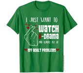 I Just Want To Watch K-Drama Funny Korea Lover T Shirts 2023 Prevailing Cotton Preppy Style Classic Mens Tops Tees