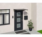 Vente-unique - Marquesina de puerta de aluminio 150 x 90 cm inclinado negro KEPLER