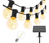 Guirnaldas 25 LED Luces Exterior Solar Bombilla, 7,62 M G40 Cadena de Luces, 25 + 2 LED Luces Led Solares Exterores, Impermeable 8 Modos Guirnaldas Luminosas Exterior y Interior para JardBoda Casa Fiesta Navidad