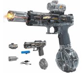 Pistolas de agua eléctricas para adultos y niños, pistola de agua automática con alcance de 8 m, pistola de alta capacidad Super Blaster Soaker para fiestas en la piscina, juguete de pistola de agua eléctrica LED ColorBlast (negra)