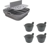 BPA Free Air Fryer Silicone Basket Plate with 4 Egg Cups 8.5Inches Air Fryer Liner Foldable Airfryer with Silicone Baking Cups