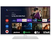 Android TV 32″ HD Ready Blanca, Direct LED (DLED) y resolución HD Ready (1366×768), Wi-Fi y Bluetooth, Conectividad total: Wi-Fi, Bluetooth, HDMI, USB,