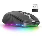 Ratón inalámbrico de modo dual 2,4G + BT5.1 para Computadora, Diseño ergonómico, DPI ajustable de 4 velldades, Batería recargable incorporada para computadora portátil
