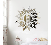 Sunflower Wall Sticker Acrylic Mirror Self Adhesive Reflective Decal Mural Wallpaper for TV Background Art Home Decor