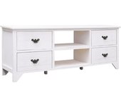 Mueble para TV antiguo madera de paulownia blanco 108x30x40 cm
