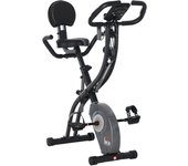 HOMCOM Bicicleta Estática Plegable con Sensor de Pulso Pantalla LCD Resistencia Ajustable de 8 Niveles Sillín Regulable y Respaldo para Entrenamiento en Casa 107x53x107 cm Negro
