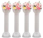 2 piezas de columna romana de boda de plástico, juego de pilares de columna romana de boda de 34.65 pulgadas de alto, soporte de pilares romanos elegantes blancos, soporte artístico para maceta de fiesta de estatua de columna romana, soporte decorativo de