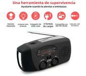 Radio Solar De Mano Multifuncional AM/FM/WB Con Radio De Clima NOAA Linterna LED Y Cargador De Banco De Energía Para Acampar Al Aire Libre