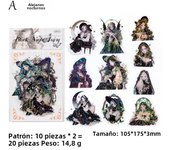 20 Pcs Elf Girl Laser Gold Stickers DIY Scrapbooking Collage Stationery Decor Junk Journal Cartoon Materials Stickers