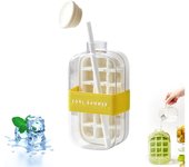 Cubitera 2 en 1, sin contacto, moldes flexibles de silicona, bandeja portátil para cubitos de hielo, fácil de liberar, con pajita, perfecta para café, jugos y bebidas (rosa, 28 oz)