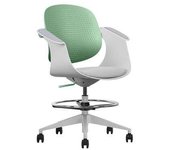 Cromad top work silla/taburete de oficina ergonomica - altura regulable hasta 0.78m - respaldo inclinable - anillo galvanizado reposapies - tela de alta calidad - color verde/blanco
