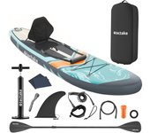 Tectake - Tabla de paddle surf, Hinchable 2 en 1, Set completo, Asiento Kayak, Stand Up Paddle, Accesorios Paddle Surf, Padel Surf Hinchable, Gran estabilidad, Correa de sujeción para el pie, Drop-Stitch para una máxima rigidez, Sistema de 3 aletas