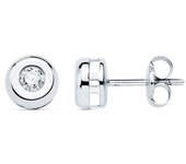 Inmaculada Romero Pendientes Oro Blanco 18k Chatón Combinado 2 Diamantes 0.10ct Mujer