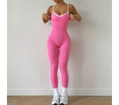 Seamless Yoga Jumpsuit Women Gym Set Spaghetti Strap Leisure Workout Gym Leggings Padded Bra One-piece Fitness Bodysuits