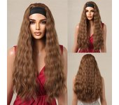 Long Curly Headband Synthetic Wigs Blonde Water Wavy Headband Wigs Bohemian Hair for Women Daily Party Use Heat-Resistant Fiber