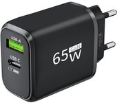 65W GaN PD USB Fast Charging QC3.0 Mobile Phone Fast Charger 2 Ports Type C EU/US Plug Adapter For iPhone Xiaomi Samsung Huawei