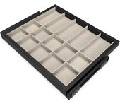 Kit de cajón organizador y bastidor de guías con cierre suave para armario, regulable, módulo 600mm, negro texturizado y gris piedra
