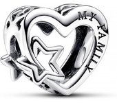 Pandora - Charm Corazón en filigrana Familia y Estrella 792829C00