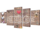 vidaXL Set Imagen Cuadro Pintura Póster Lienzo Pared "Home sweet home" Dimensiones 100 x 50 cm, 200 x 100 cm