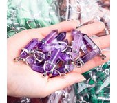 Natural Stone Crystal Hexagonal Point Pendants Quartz Bullet Hexagonal Pendulum Reiki Chakra DIY Jewelry Necklace Accessories