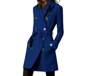 Women's Trench Coat Wool Blends Double Breasted Lining Jacket Belt Shoulder Badge Casual Coats Streetwear Women's Clothing