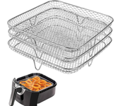 Three Stackable Air Fryer Stainless Steel Basket Tray Rack Ovens Racks Air Fryer Accessories Kitchen Gadgets Baking Tools