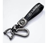 Leather Keychain Hook Key Pendant With Car Brand Logo Spring Buckle & Ring Compatible