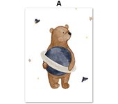 Boho Cartoon Fox Rabbit Bee Bear Hedgehog Flower Posters Art Prints Canvas Painting Wall Pictures Baby Kids Room Home Decoration